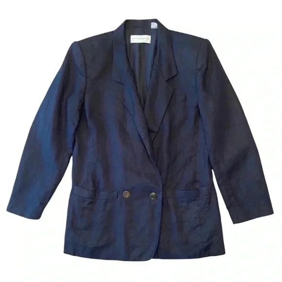 Liz Claiborne Jackets & Blazers - Liz Claiborne Vintage 1980s 100% Linen‎ Navy Blazer | Size 6 | Classic